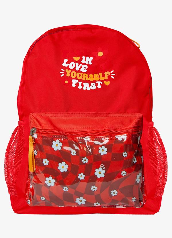 Rovitex - Mochila Feminina Estampada Flores Vermelho