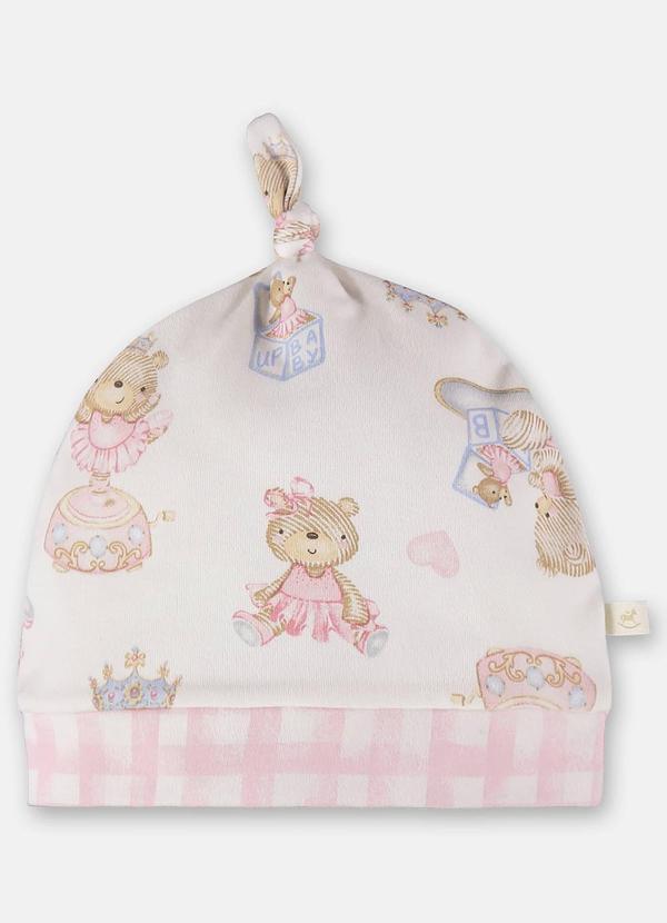 Up Baby - Gorro em Suedine Unissex para Bebê Rosa