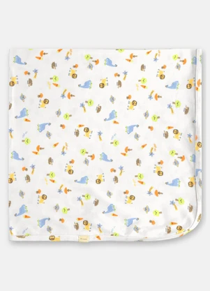 Manta em Suedine para Bebê Menino Up Baby Branco - UP BABY