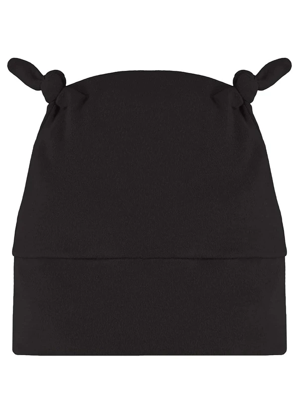 Três e Já - Touca para Bebê em Suedine Preto 3