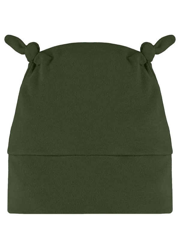Três e Já - Touca para Bebê em Suedine Verde 2