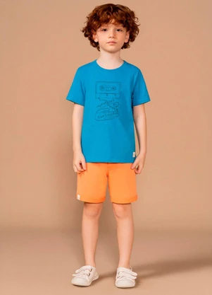 Bugbee - Camiseta Infantil em Meia Malha Azul - BUGBEE