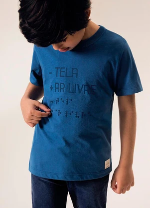 Bugbee - Camiseta Infantil em Meia Malha Estampada Azul - BUGBEE