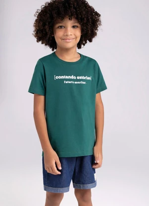 Bugbee - Camiseta Infantil Meia Malha Verde - BUGBEE