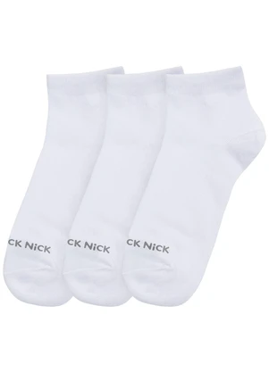 Trick Nick - Kit 3 pares de Meia Cano Curto Branco - TRICK NICK
