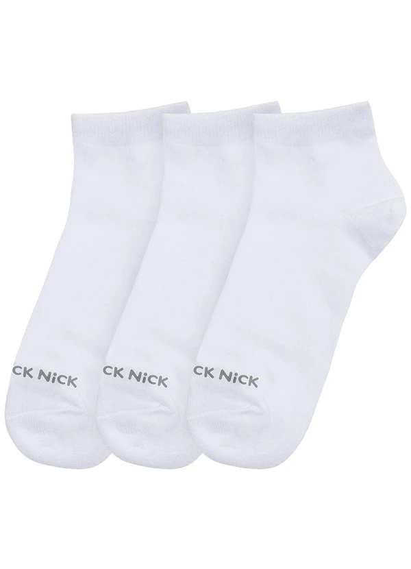 Trick Nick - Kit 3 pares de Meia Cano Curto Branco