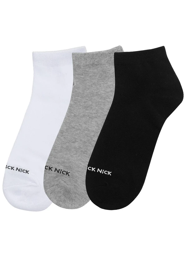 Trick Nick - Kit 3 pares de Meia Cano Curto Unica