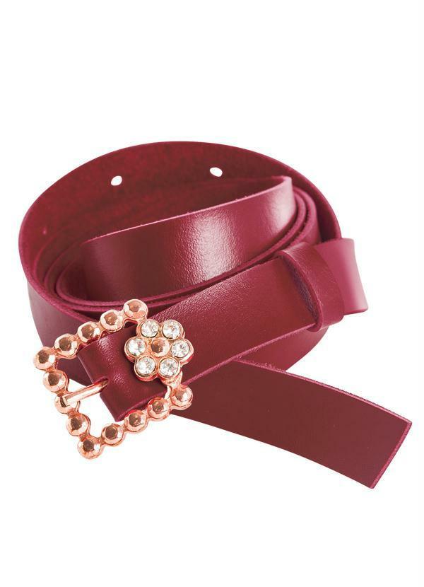 Rosalie - Cinto Fivela Dourada com Strass Vermelho
