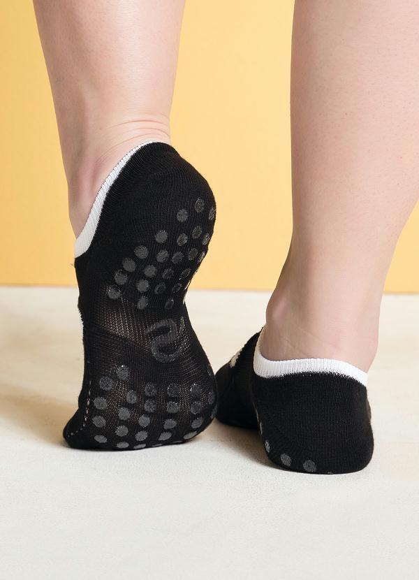 Alma Dolce - Meia Sapatilha Antiderrapante Preta e Branca 2