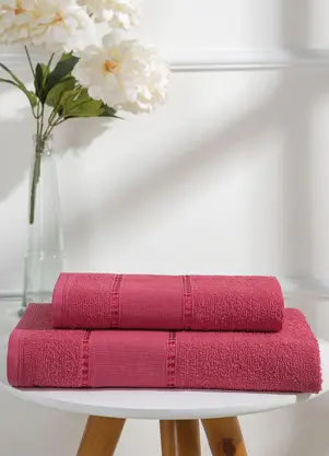 Lar e Lazer - Jogo de Toalhas Bordô 2 Peças - LAR E LAZER