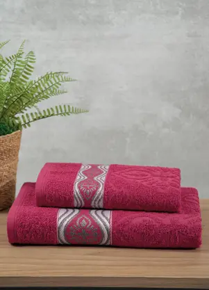 Lar e Lazer - Jogo de Toalhas Bordô 2 Peças - LAR E LAZER
