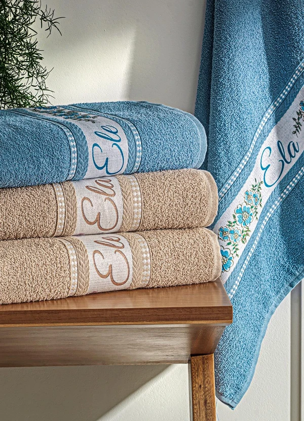 Lar e Lazer - Jogo de Toalhas Ele e Ela Azul 2 Peças 2