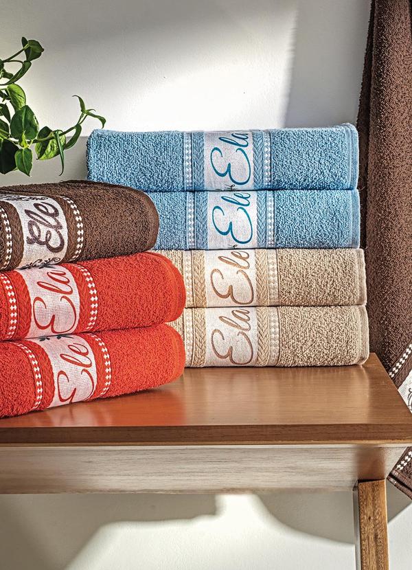 Lar e Lazer - Jogo de Toalhas Ele e Ela Bege 2 Peças 3