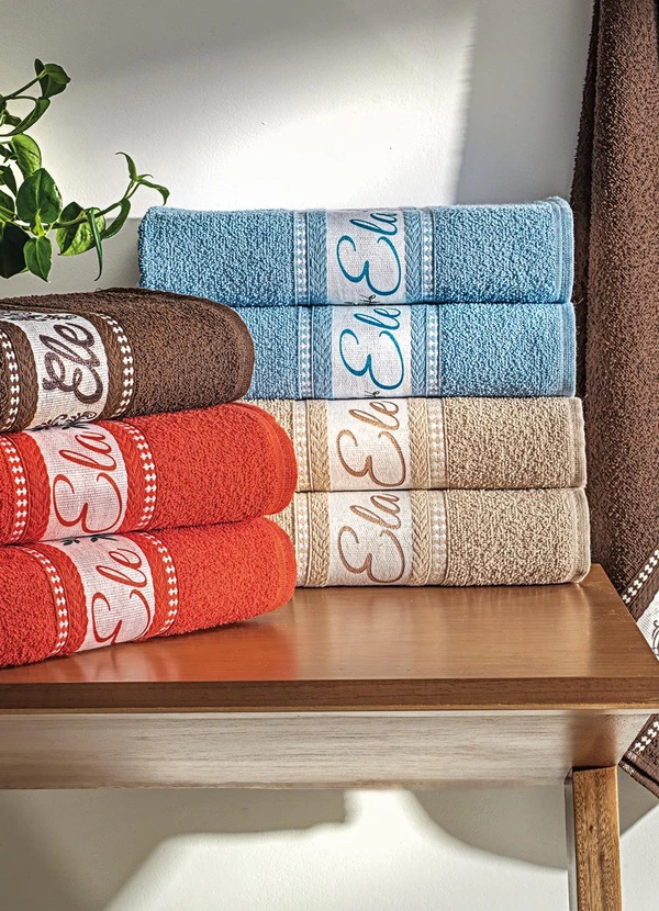 Lar e Lazer - Jogo de Toalhas Ele e Ela Bege 2 Peças 3