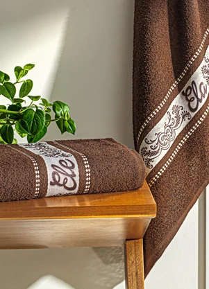 Lar e Lazer - Jogo de Toalhas Ele e Ela Marrom 2 Peças - LAR E LAZER