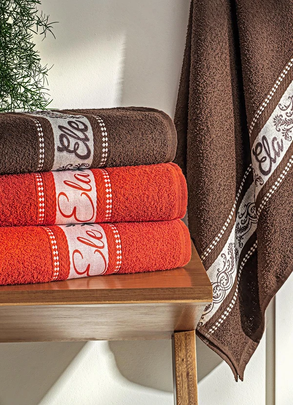 Lar e Lazer - Jogo de Toalhas Ele e Ela Marrom 2 Peças 2