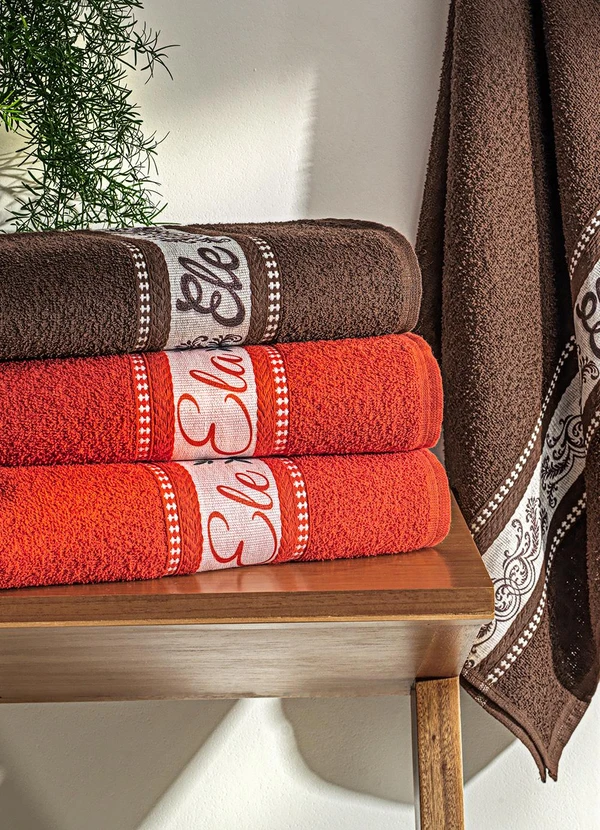 Lar e Lazer - Jogo de Toalhas Ele e Ela Vermelha 2 Peças 2