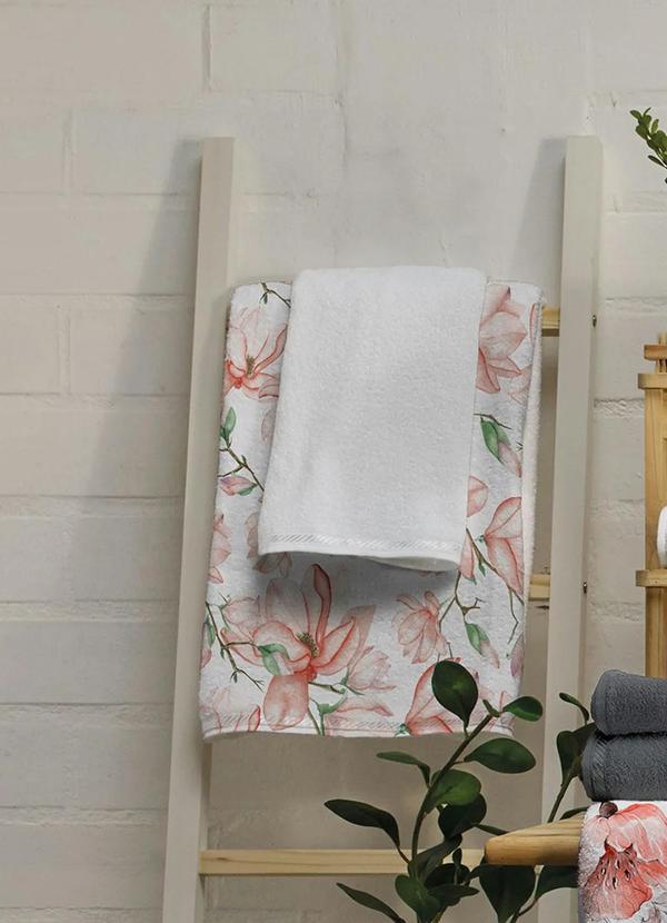 Teka - Jogo de Toalhas Floral/Branco 2 Peças