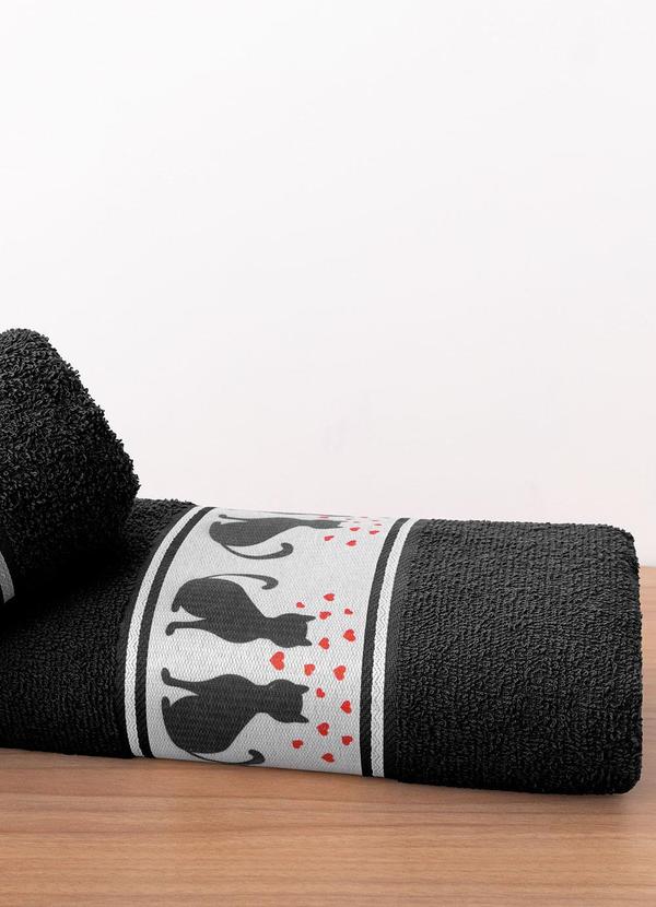 Lar e Lazer - Jogo de Toalhas Gatinhos Preto 2 Peças 3