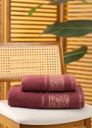 Lar e Lazer - Jogo de Toalhas Liss Bordô 2 Peças - LAR E LAZER