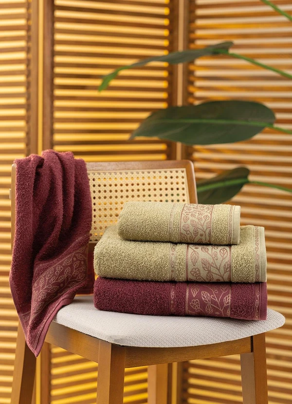 Lar e Lazer - Jogo de Toalhas Liss Bordô 2 Peças 3