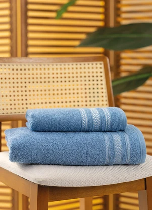 Lar e Lazer - Jogo de Toalhas Nápoles Azul 2 Peças - LAR E LAZER