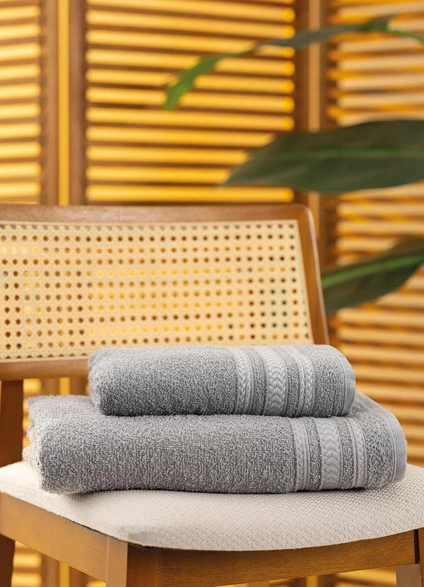 Lar e Lazer - Jogo de Toalhas Nápoles Cinza 2 Peças