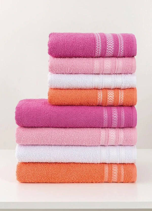 Lar e Lazer - Jogo de Toalhas Nápoles Rosa Chiclete 2 Peças 2