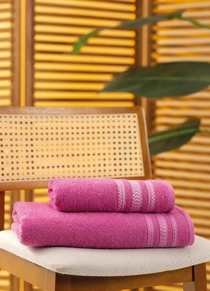 Lar e Lazer - Jogo Toalhas Nápoles Rosa Pink 2 Peças - LAR E LAZER