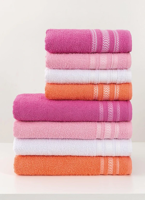 Lar e Lazer - Jogo Toalhas Nápoles Rosa Pink 2 Peças 2