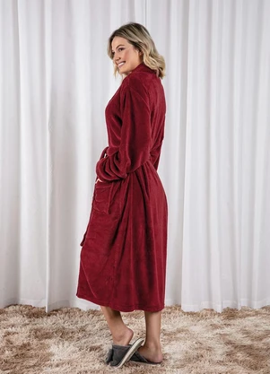 Mundo Lar - Roupão Plush com Bolso Vermelho 1 Peça - MUNDO LAR