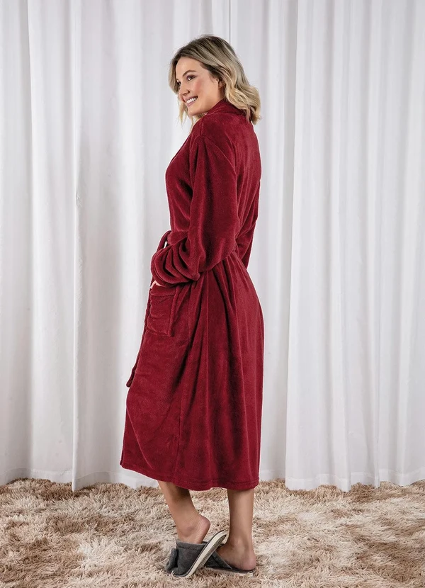 Mundo Lar - Roupão Plush com Bolso Vermelho 1 Peça 2