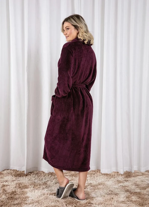 Mundo Lar - Roupão Plush com Bolso Vinho 1 Peça 2