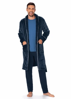 Malwee - Roupão Unissex em Fleece Azul Marinho - MALWEE