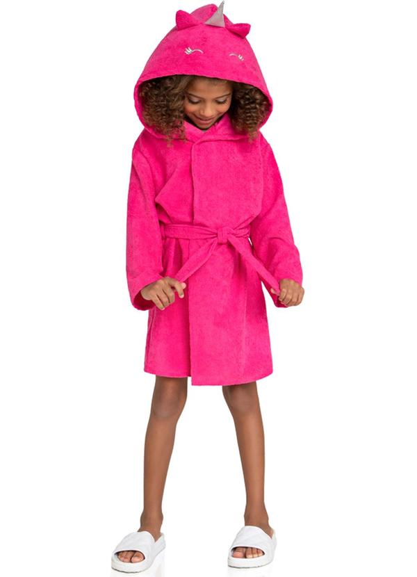 Marlan - Roupão de Banho Infantil Menina Unicórnio Rosa