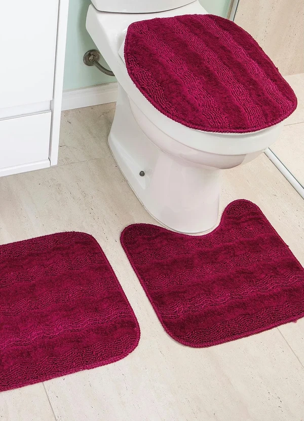 Lar e Lazer - Jogo de Banheiro Bordô 3 Peças 1