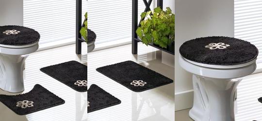 Jogo de Banheiro Dubai Preto 3 Pe�as