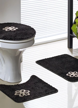 Lar e Lazer - Jogo de Banheiro Dubai Preto 3 Peças - LAR E LAZER