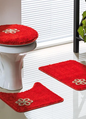 Lar e Lazer - Jogo de Banheiro Dubai Vermelho 3 Peças - LAR E LAZER