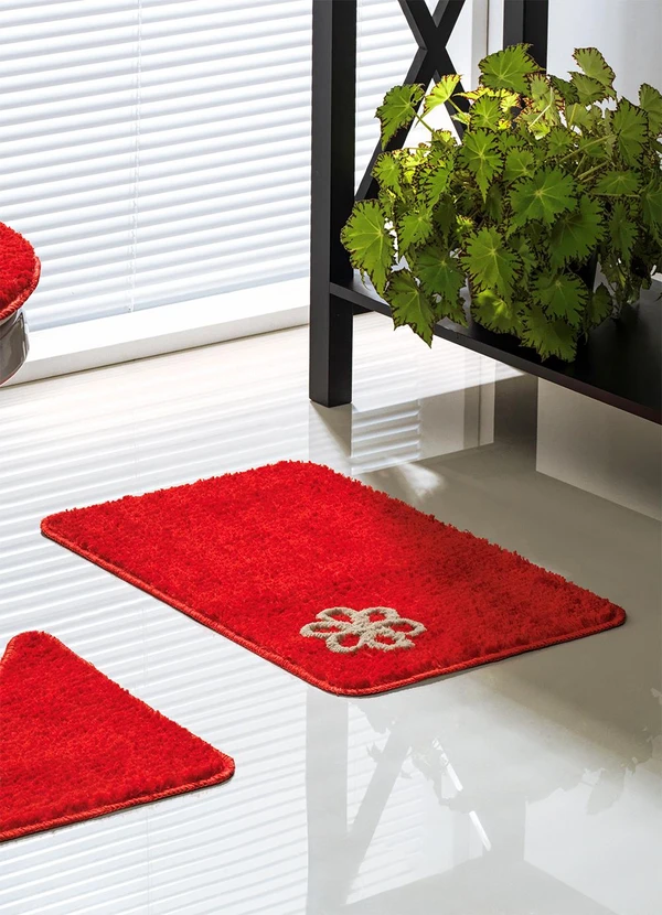 Lar e Lazer - Jogo de Banheiro Dubai Vermelho 3 Peças 2