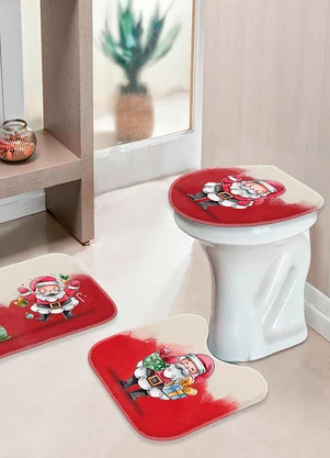 Lar e Lazer - Jogo de Banheiro Papai Noel 3 Peças - LAR E LAZER