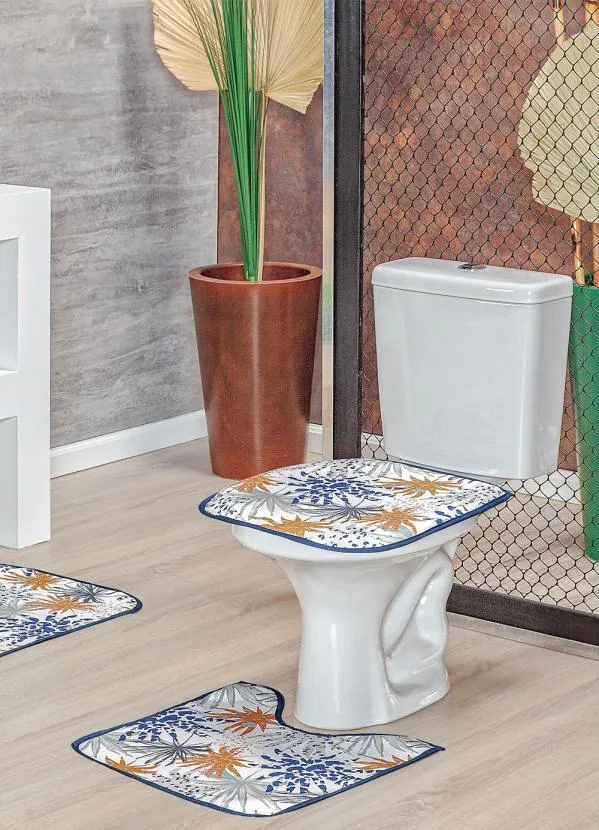 Lar e Lazer - Jogo de Banheiro Veludo Folhas 3 Peças 3