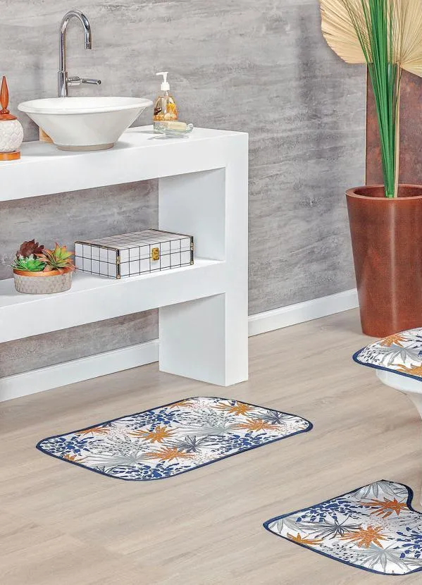 Lar e Lazer - Jogo de Banheiro Veludo Folhas 3 Peças 4