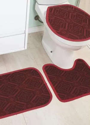 Lar e Lazer - Jogo de Banheiro Vermelho 3 Peças - LAR E LAZER
