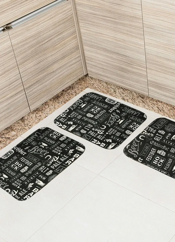 Lar e Lazer - Jogo de Tapetes Cozinha Beer 3 Peças