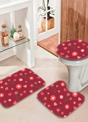 Rovi Home - Jogo de Tapetes para Banheiro Vermelho - ROVI HOME