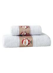 Jogo de Toalhas Papai Noel Luxo Branca 2 Pe�as