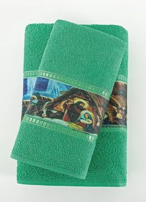 Lar e Lazer - Jogo de Toalhas Presépio Verde 2 Peças - LAR E LAZER