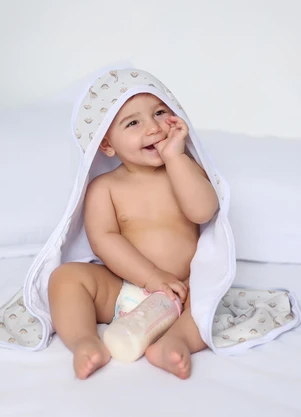 Rovi Home - Toalha com Capuz Bebê Bege - ROVI HOME