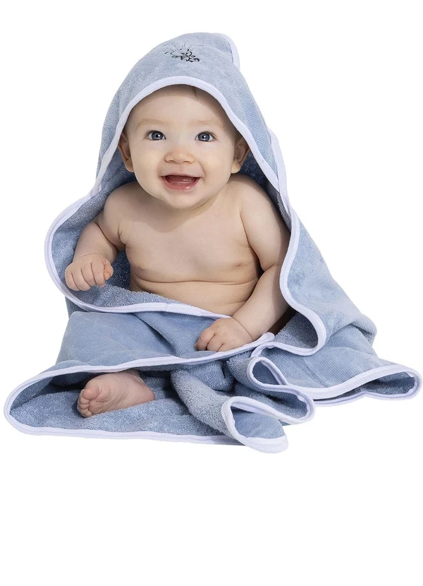 Lar e Lazer - Toalha de Banho Bebê com Capuz Azul